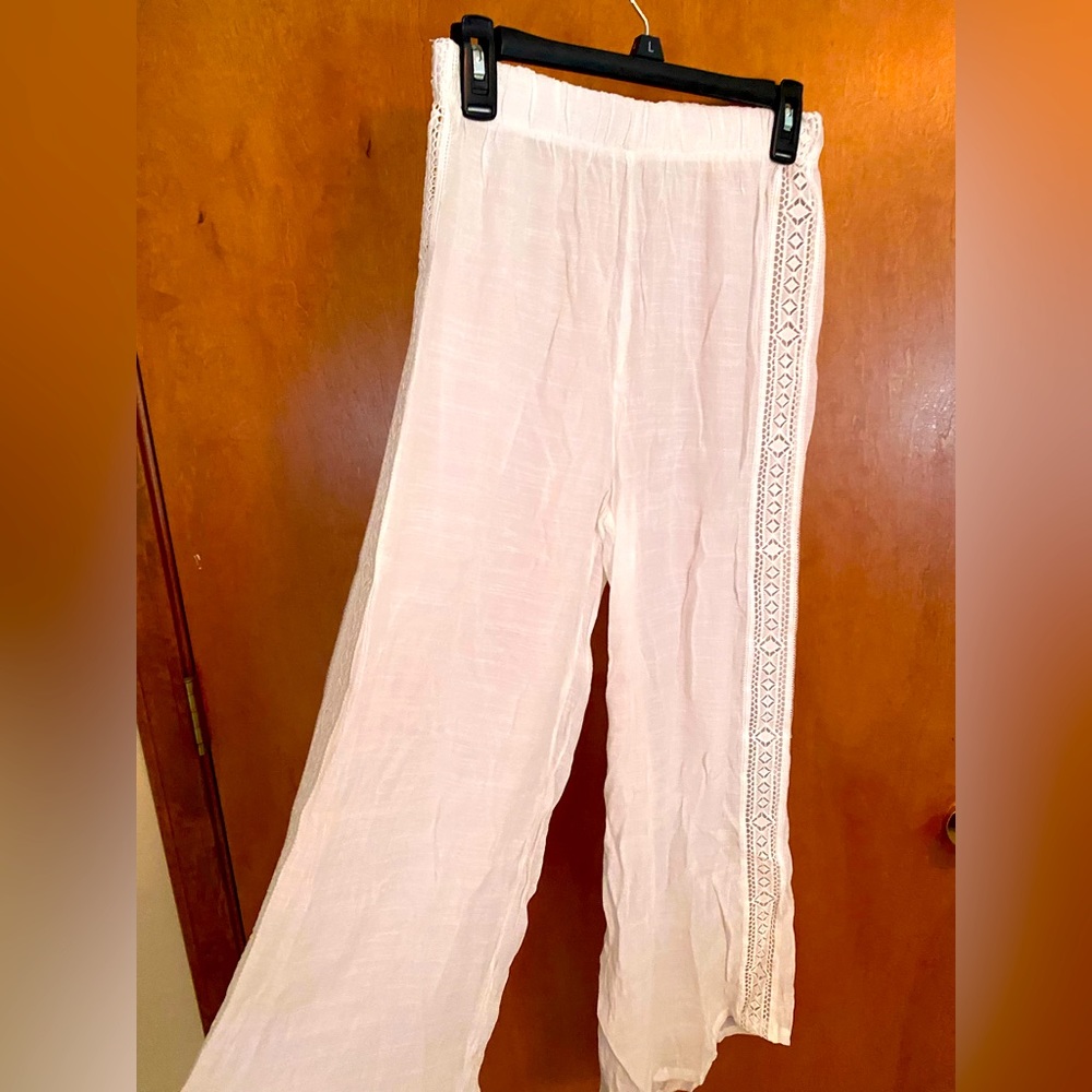 Flowy boho white gauzy pants